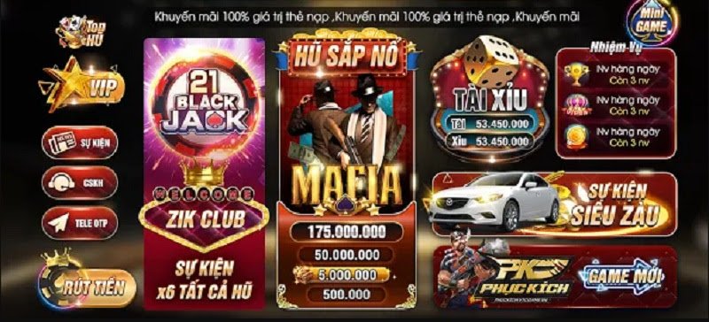 Giao diện Zik Club full HD mang phong cách chuẩn sàn Casino quốc tế