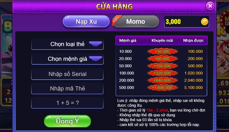 Nạp tiền đơn giản tại cổng game Săn Hũ 777