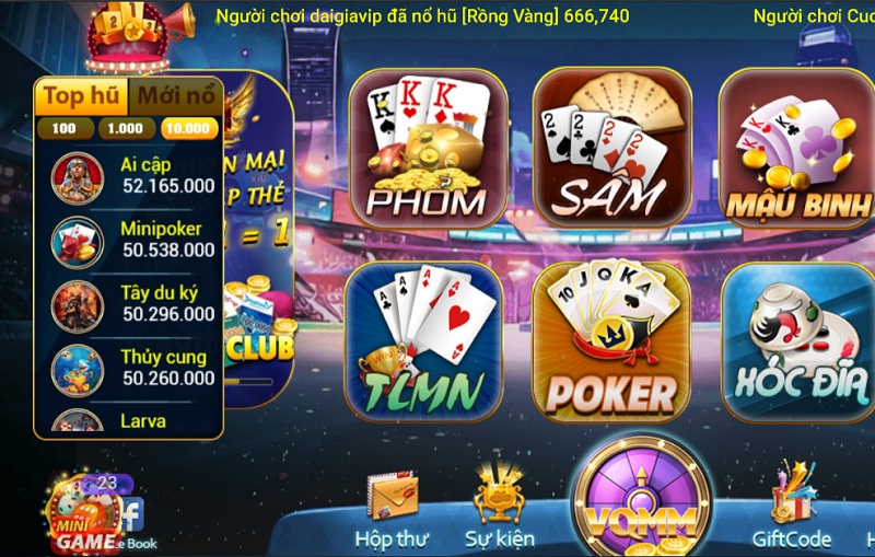 Game bài phong phú tại cổng game bài Runvip